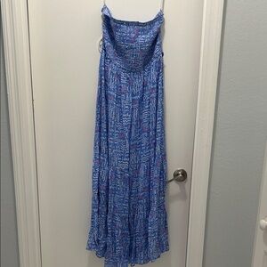 Lilly Pulitzer Blue and Pink Patterned Maxi Dress